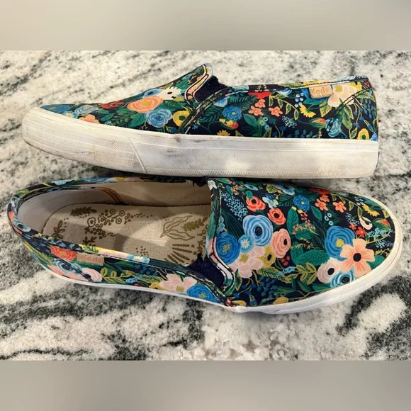 RIFLE PAPER Co. ๐บ KEDS -Sneakers / SlipOns , Blue, Green & Pink Floral Design - Picture 3 of 9